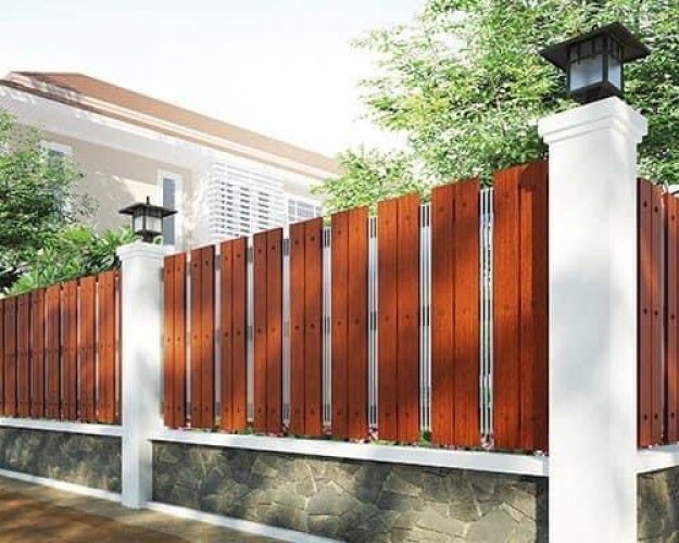 Hàng rào xi măng giả gỗ