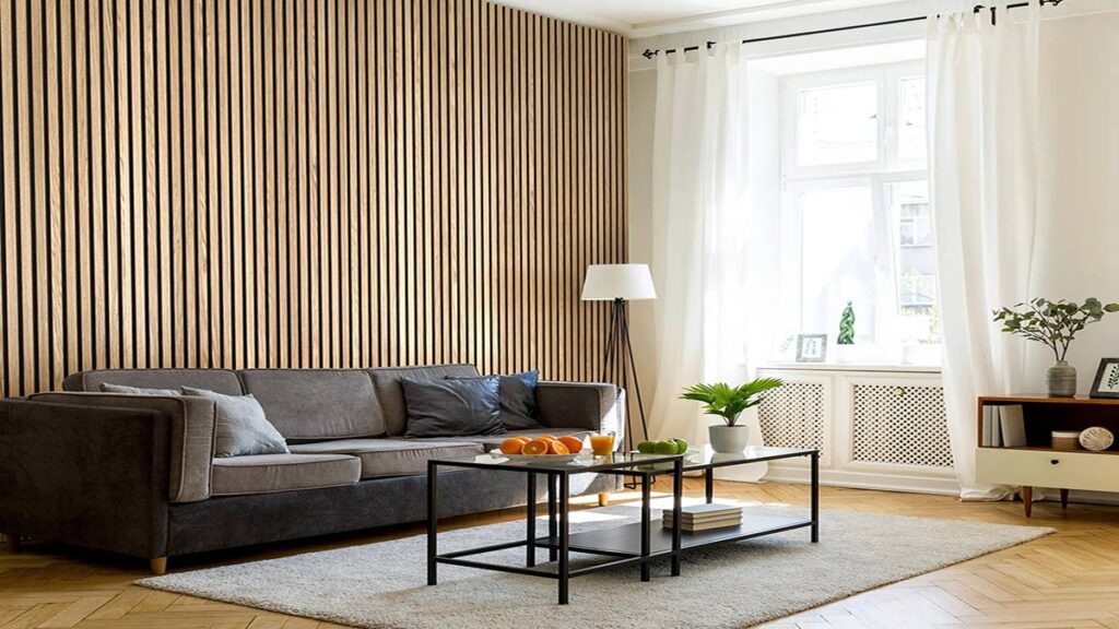 Thanh lam ốp tường trang trí đẹp và giúp không gian thoáng đãng.