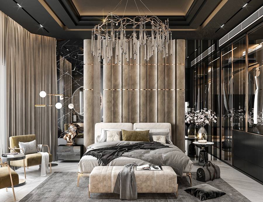 Mẫu nội thất phòng ngủ phong cách Luxury