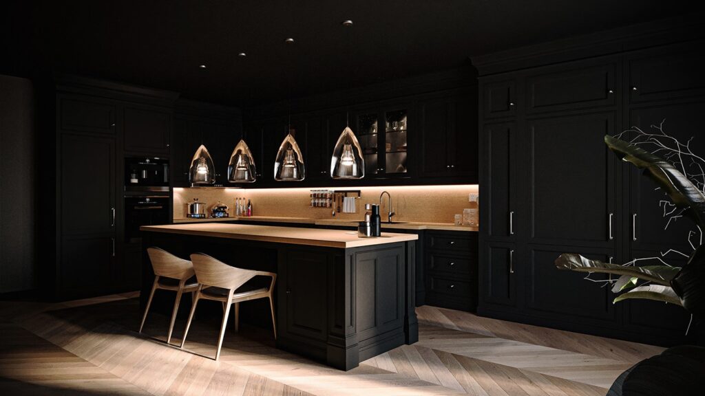 Bếp gam màu tối