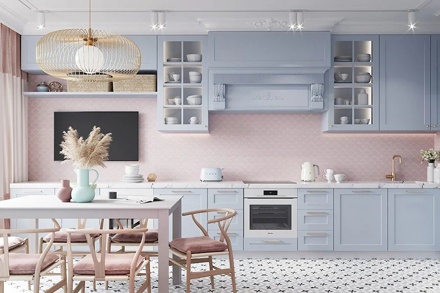 Bếp tone màu pastel
