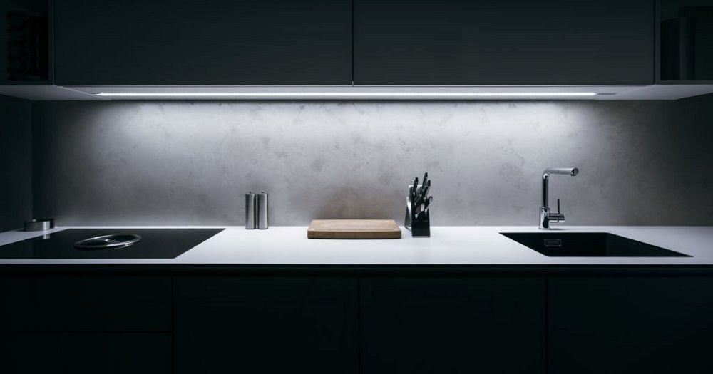 Bếp với đèn LED hiện đại